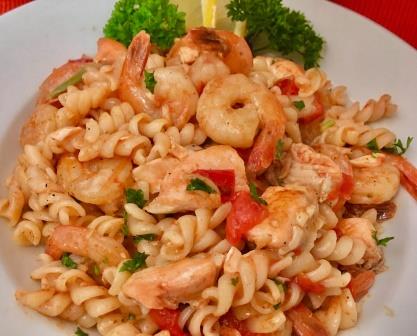 Fusilli cu somon si creveti