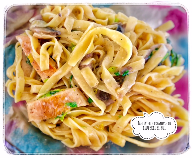 Creamy chicken and Shiitake Mushrooms Tagliatelle